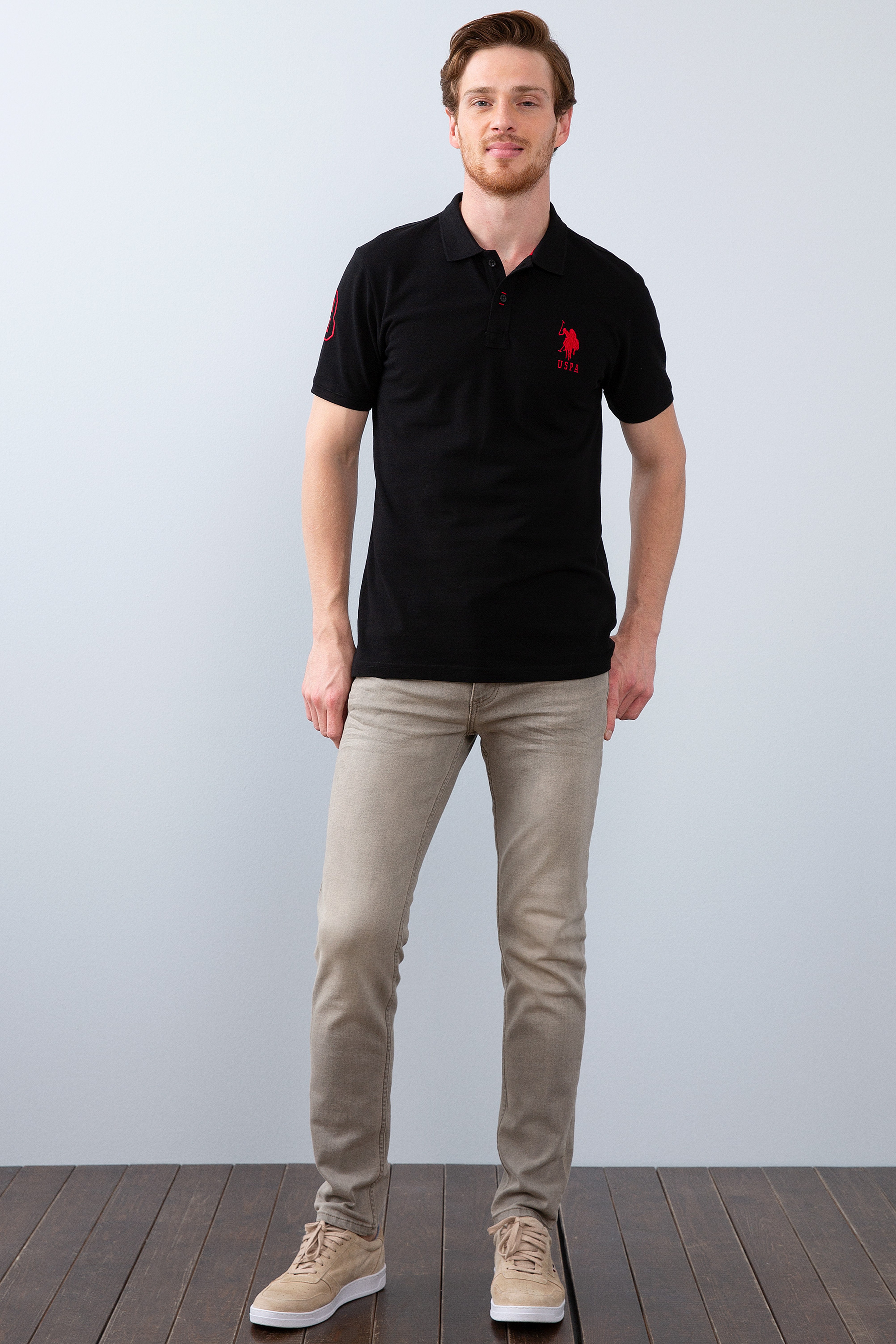 Erkek Siyah Polo Yaka T-Shirt - Image 4