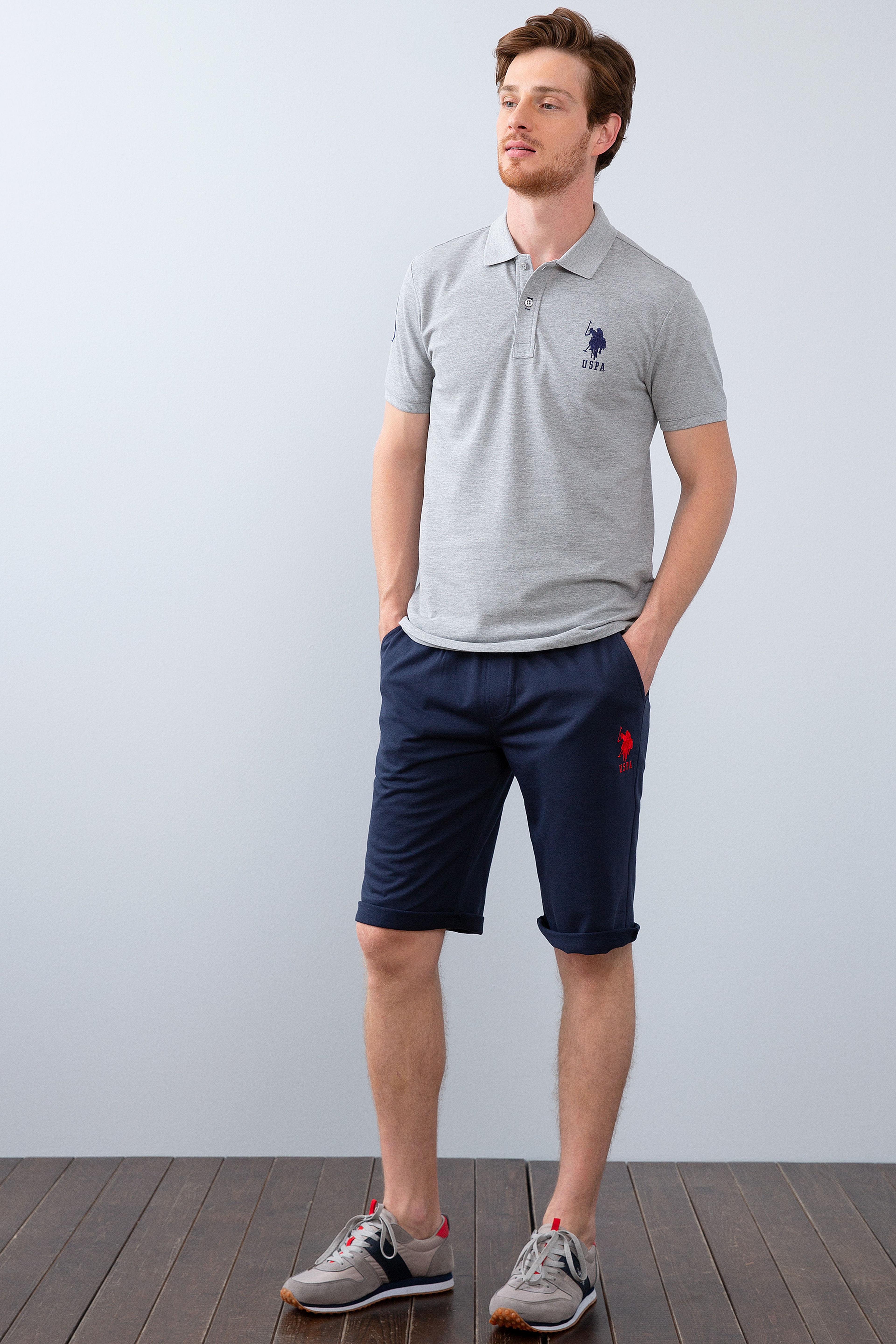 Erkek Gri Melanj Polo Yaka T-Shirt - Image 4