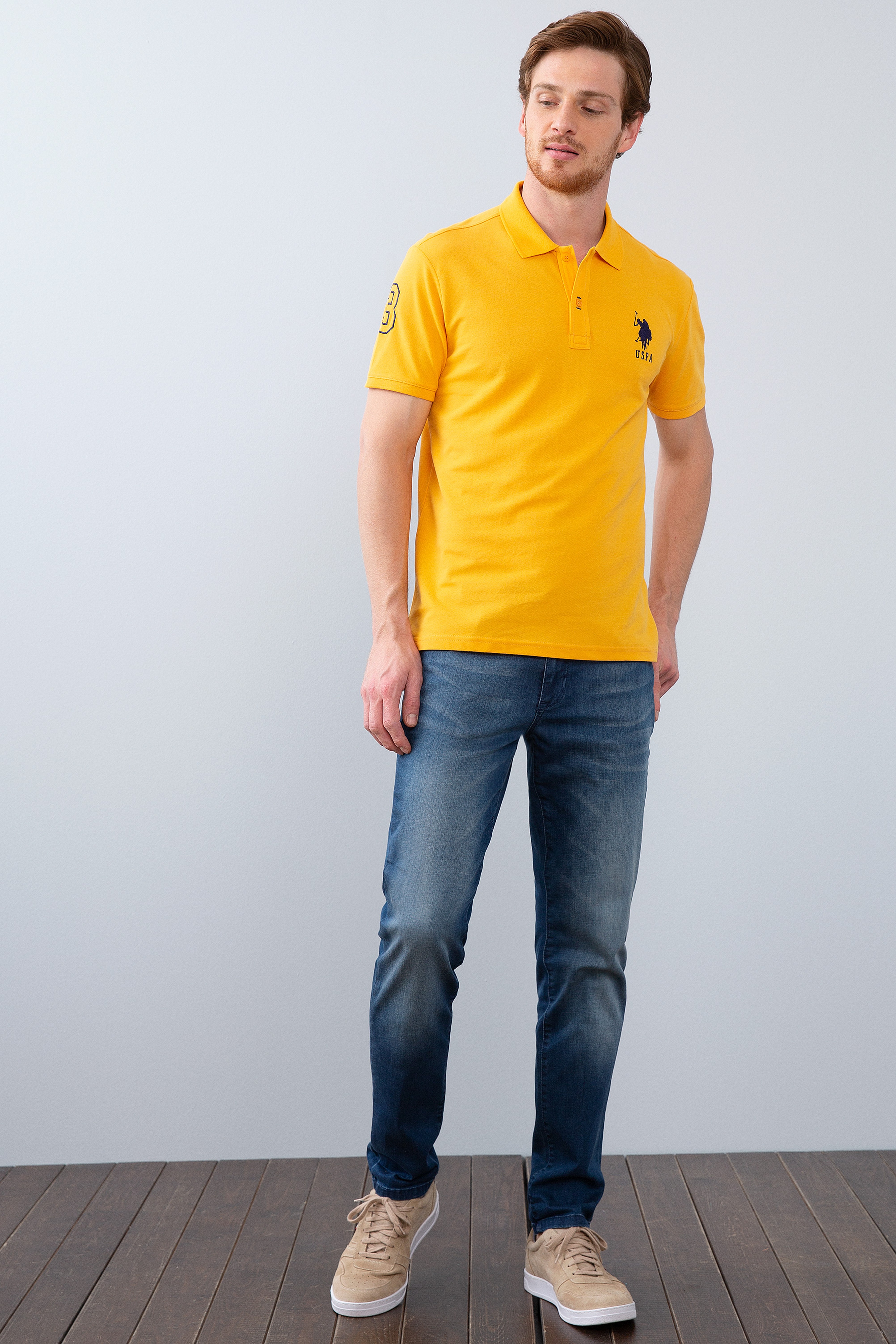 Erkek Koyu Sarı Polo Yaka T-Shirt - Image 4