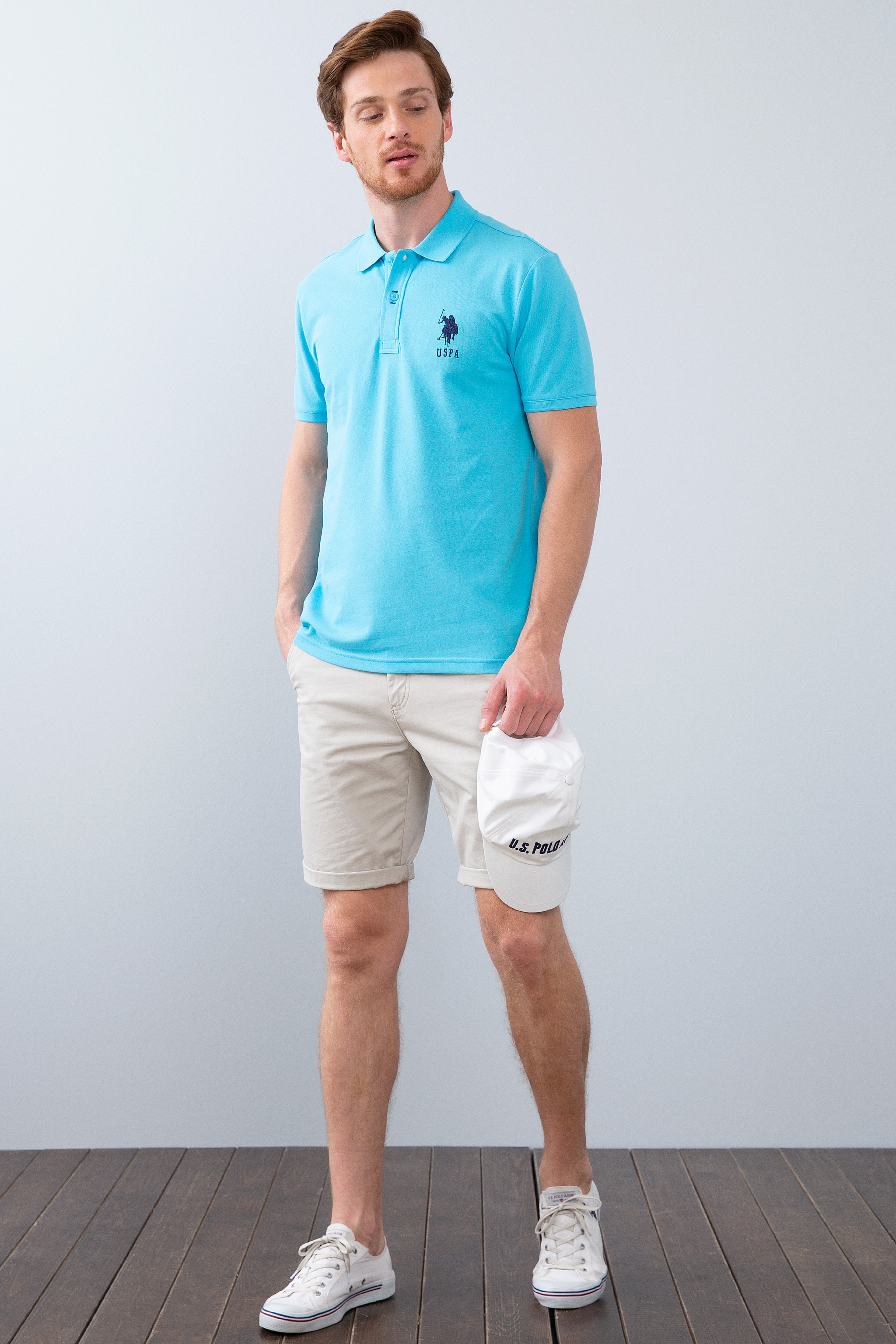 Erkek Mavi Polo Yaka T-Shirt - Image 4