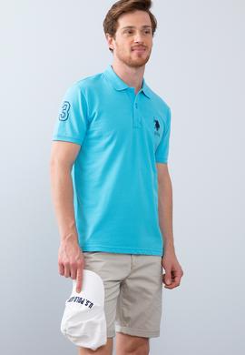 Erkek Mavi Polo Yaka T-Shirt - 50206194123