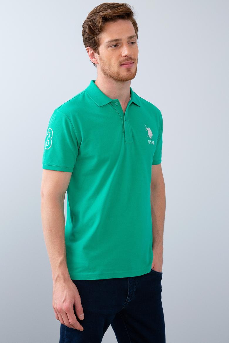 Erkek Fosforlu Yeşil Polo Yaka T-Shirt
