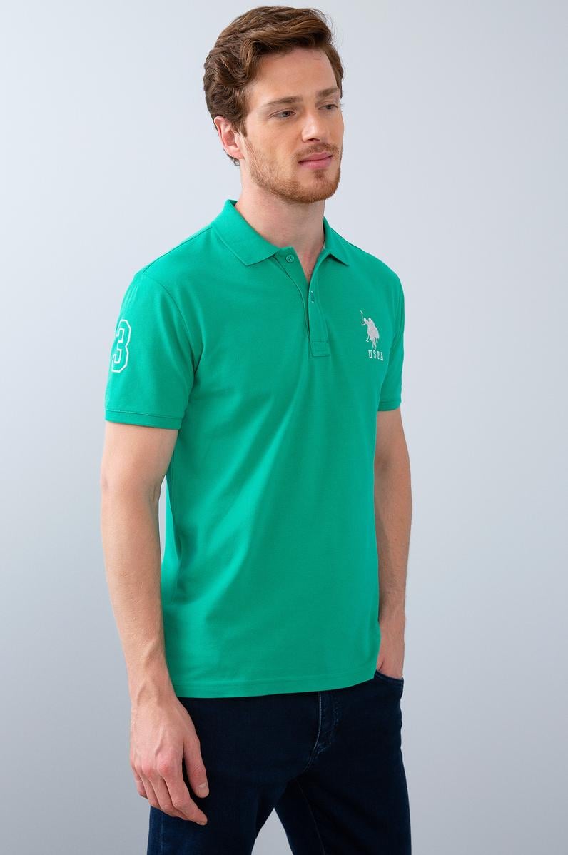 Erkek Fosforlu Yeşil Polo Yaka T-Shirt
