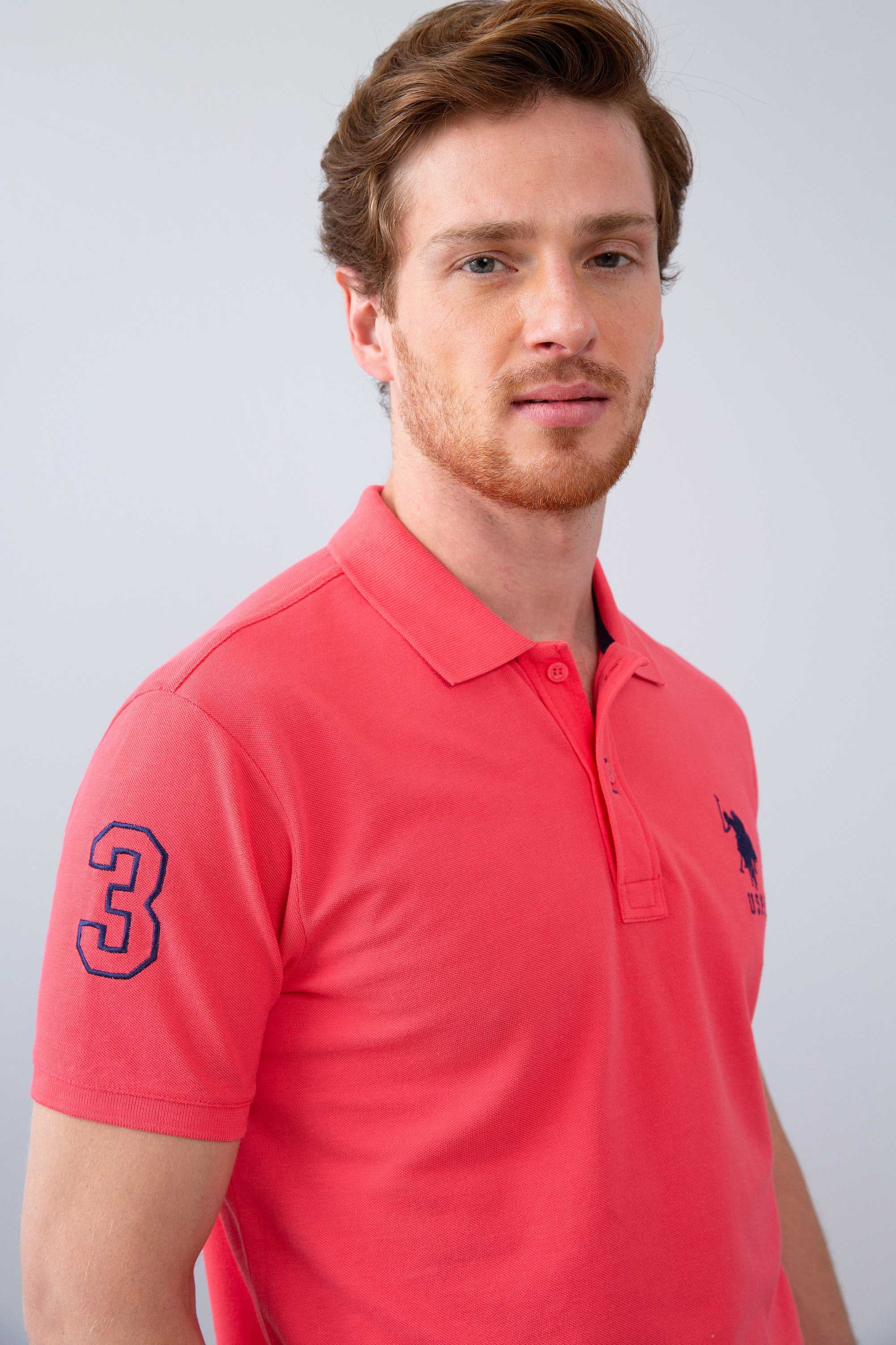 Erkek Pembe Polo Yaka T-Shirt - Image 2