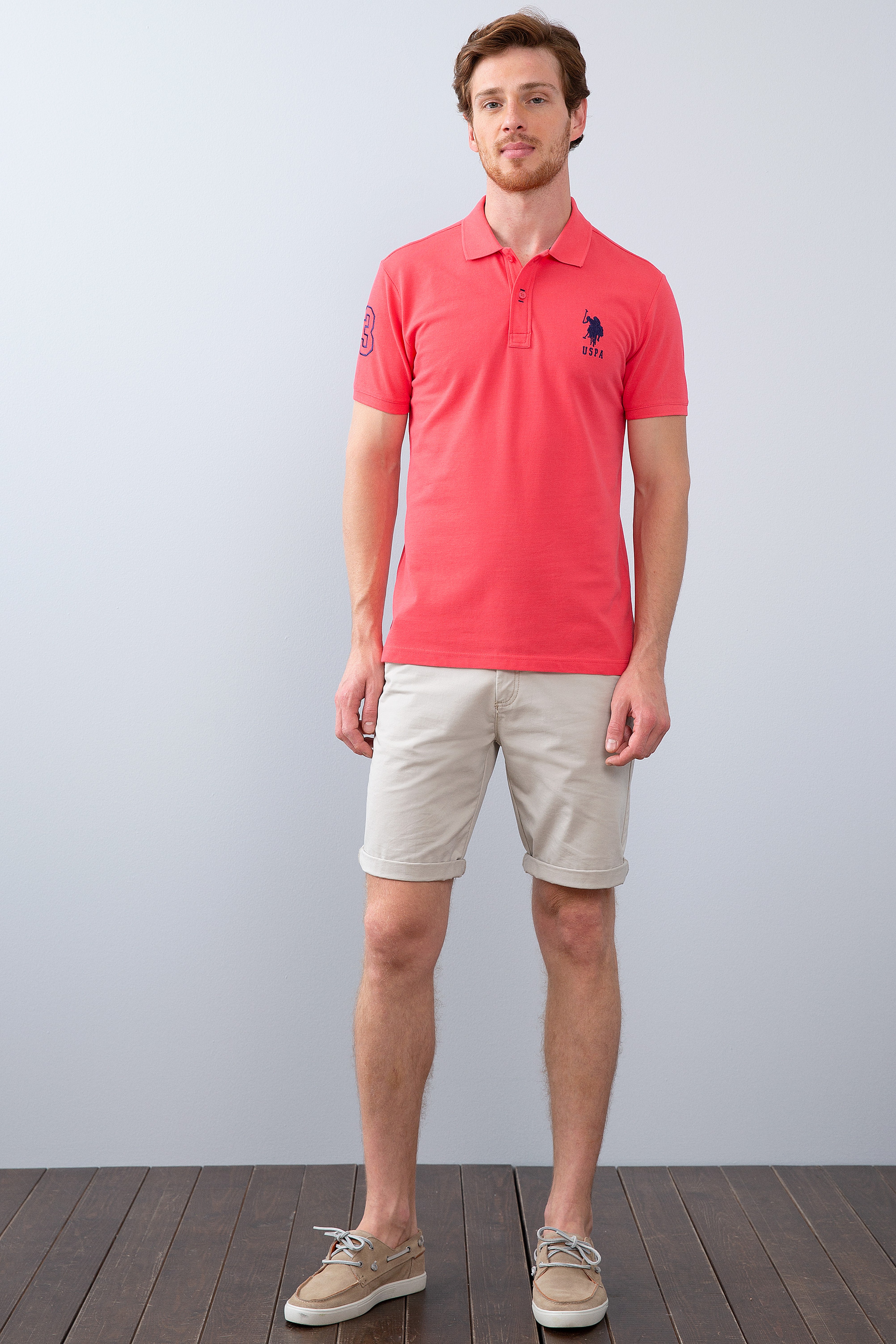 Erkek Pembe Polo Yaka T-Shirt - Image 4