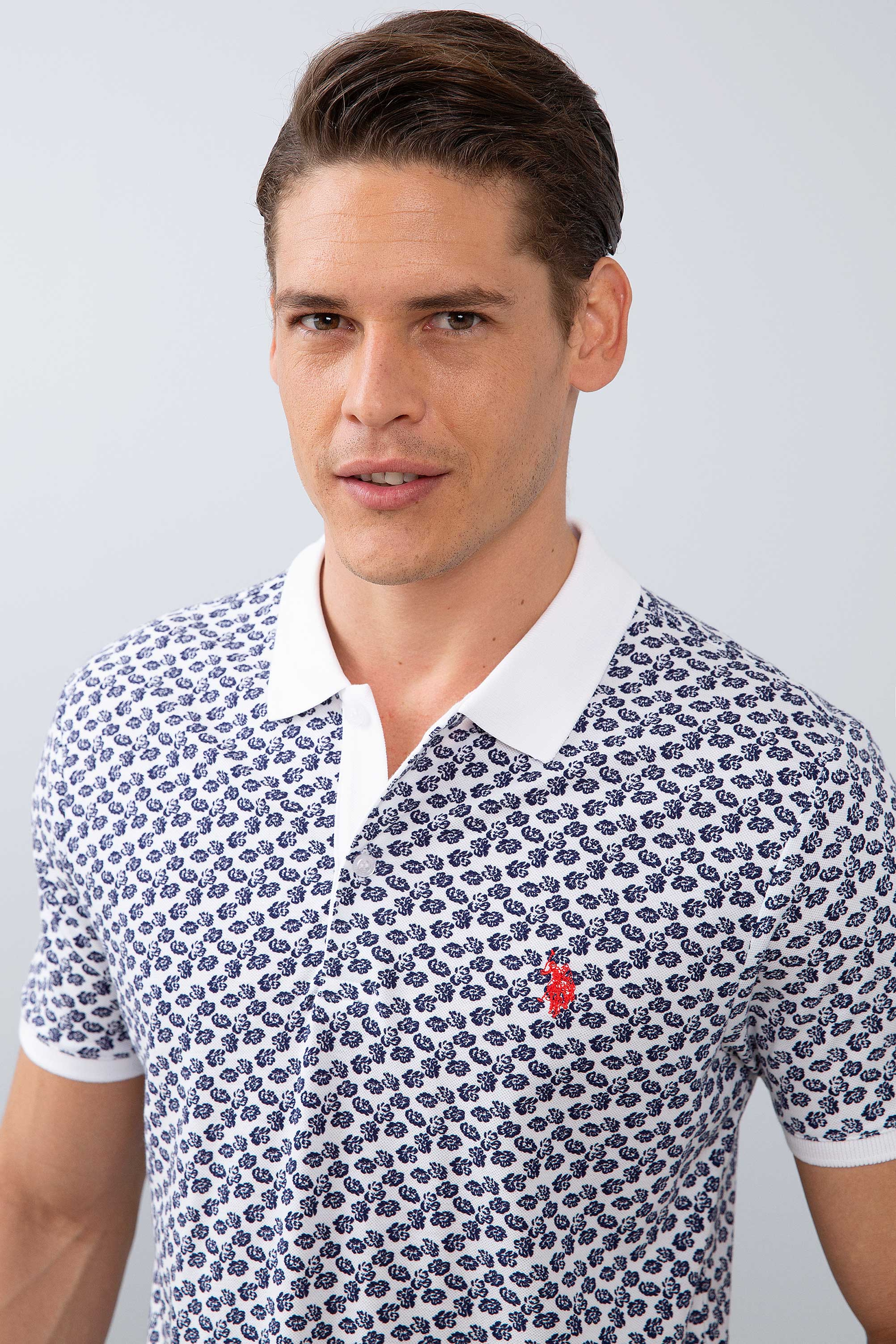 Erkek Beyaz Polo Yaka T-Shirt - Image 2
