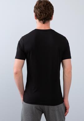 Erkek Siyah Bisiklet Yaka T-Shirt - 50206197001