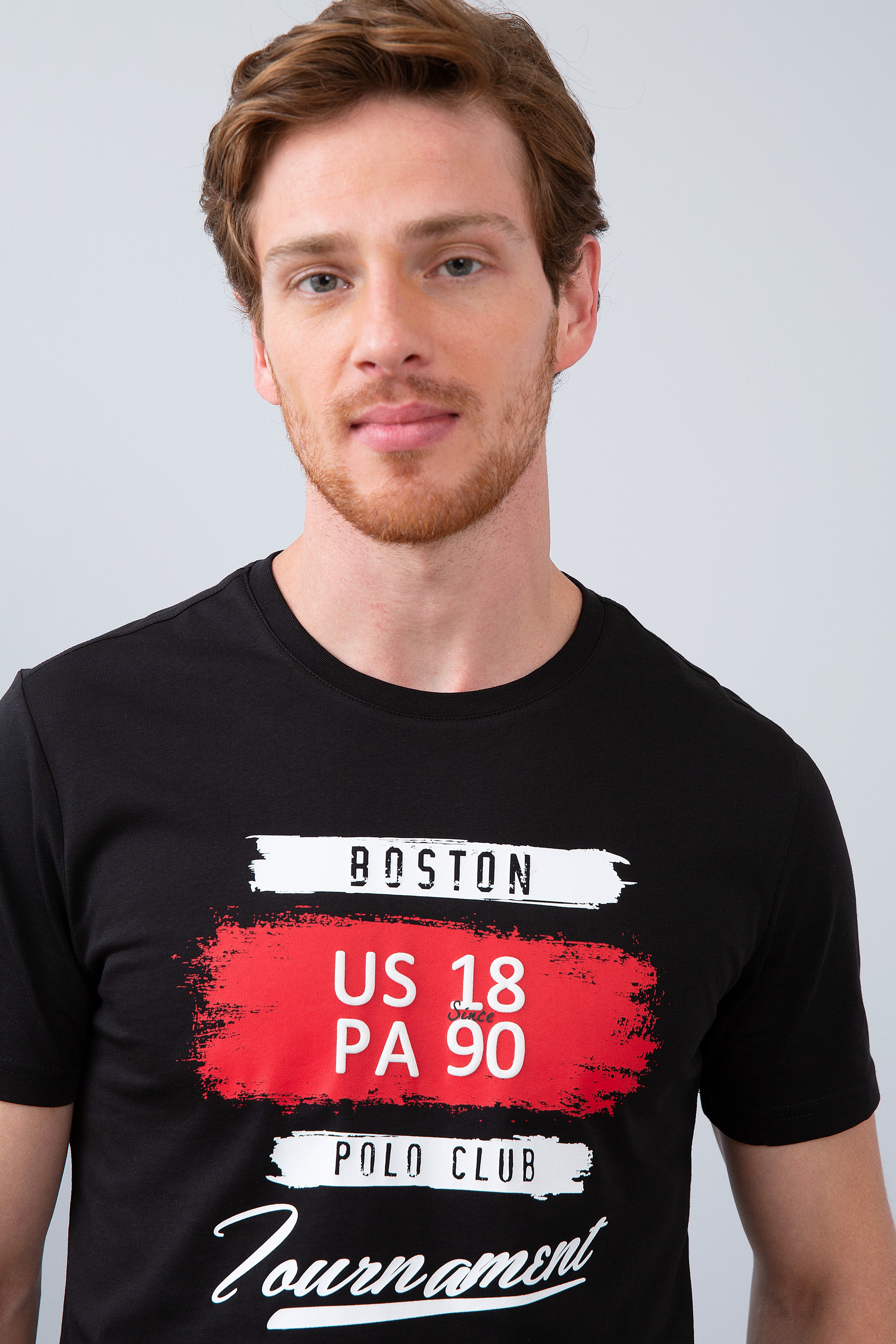Erkek Siyah Bisiklet Yaka T-Shirt - Image 1