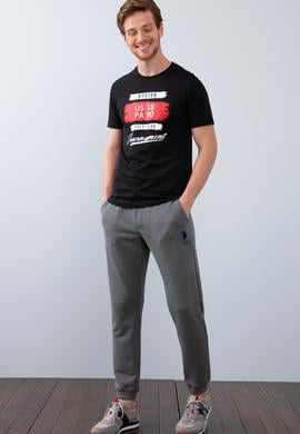 Erkek Siyah Bisiklet Yaka T-Shirt - 50206197001