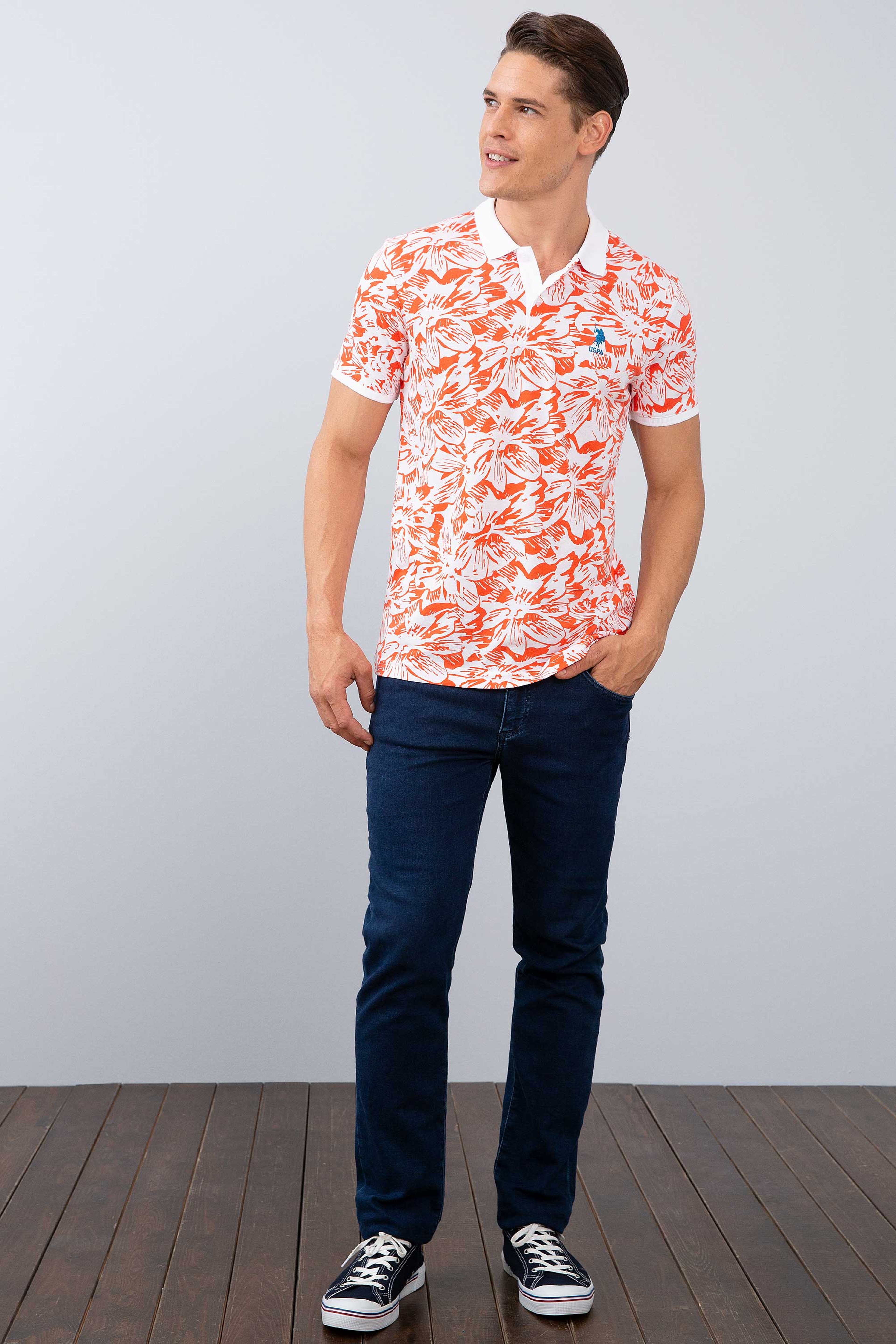 Erkek Nar Çiçeği Polo Yaka T-Shirt