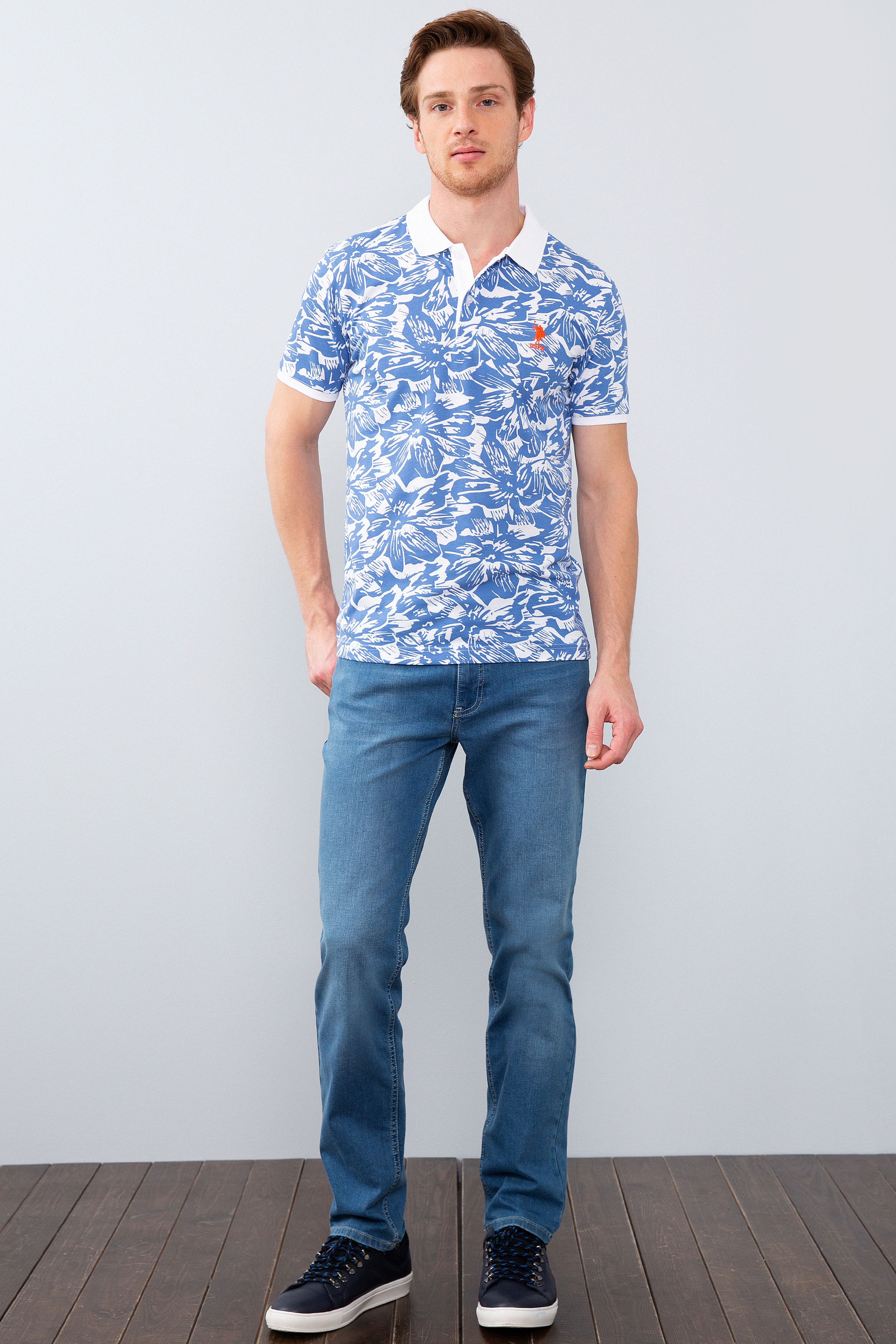 Erkek İndigo Polo Yaka T-Shirt - Image 4