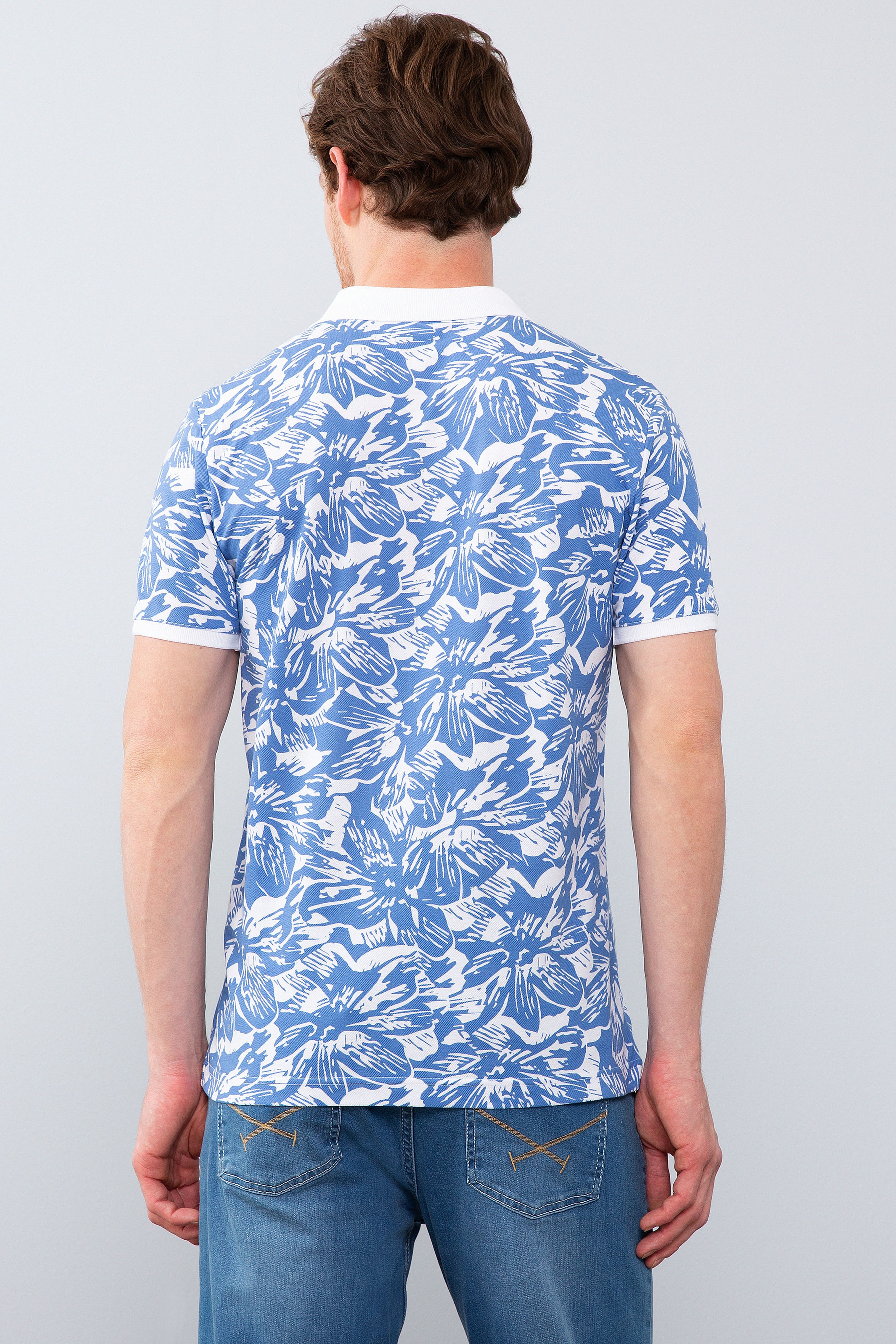 Erkek İndigo Polo Yaka T-Shirt - Image 2