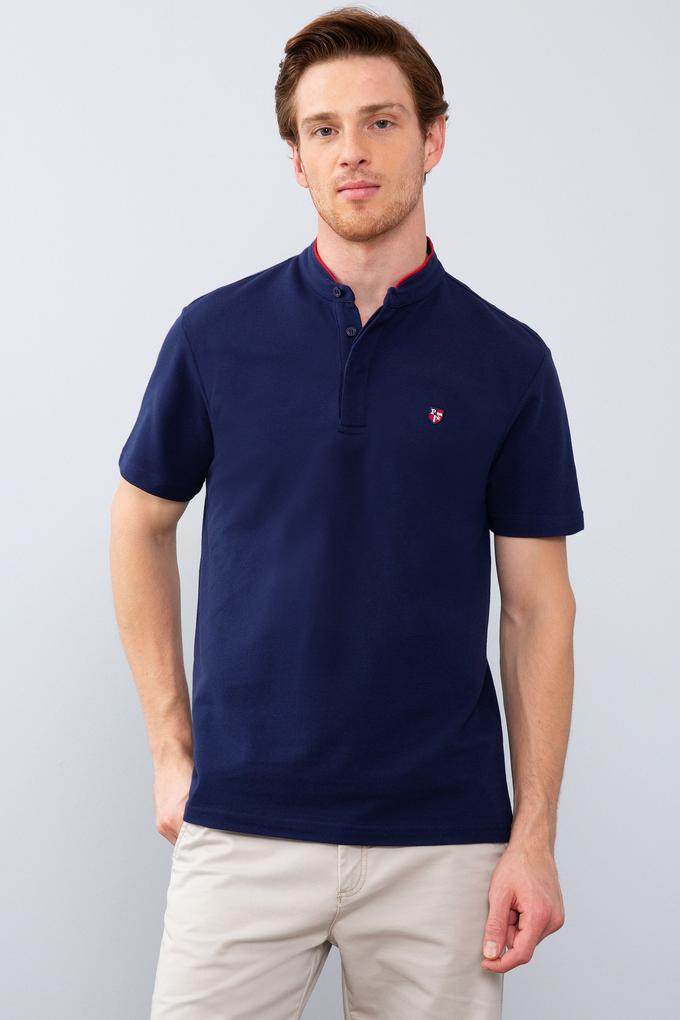 Erkek Lacivert Hakim Yaka T-Shirt