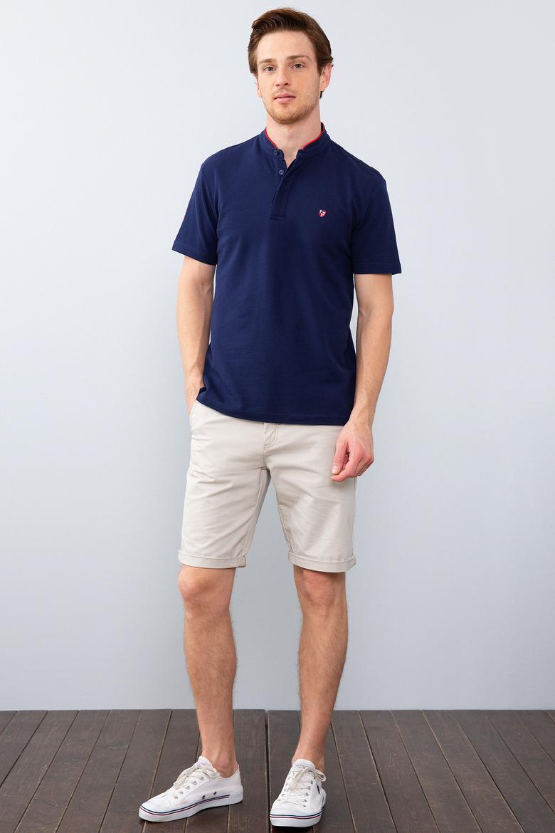 Erkek Lacivert Hakim Yaka T-Shirt - 50206202016