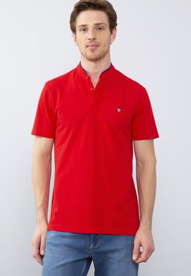 Erkek Kırmızı Hakim Yaka T-Shirt - 50206202026