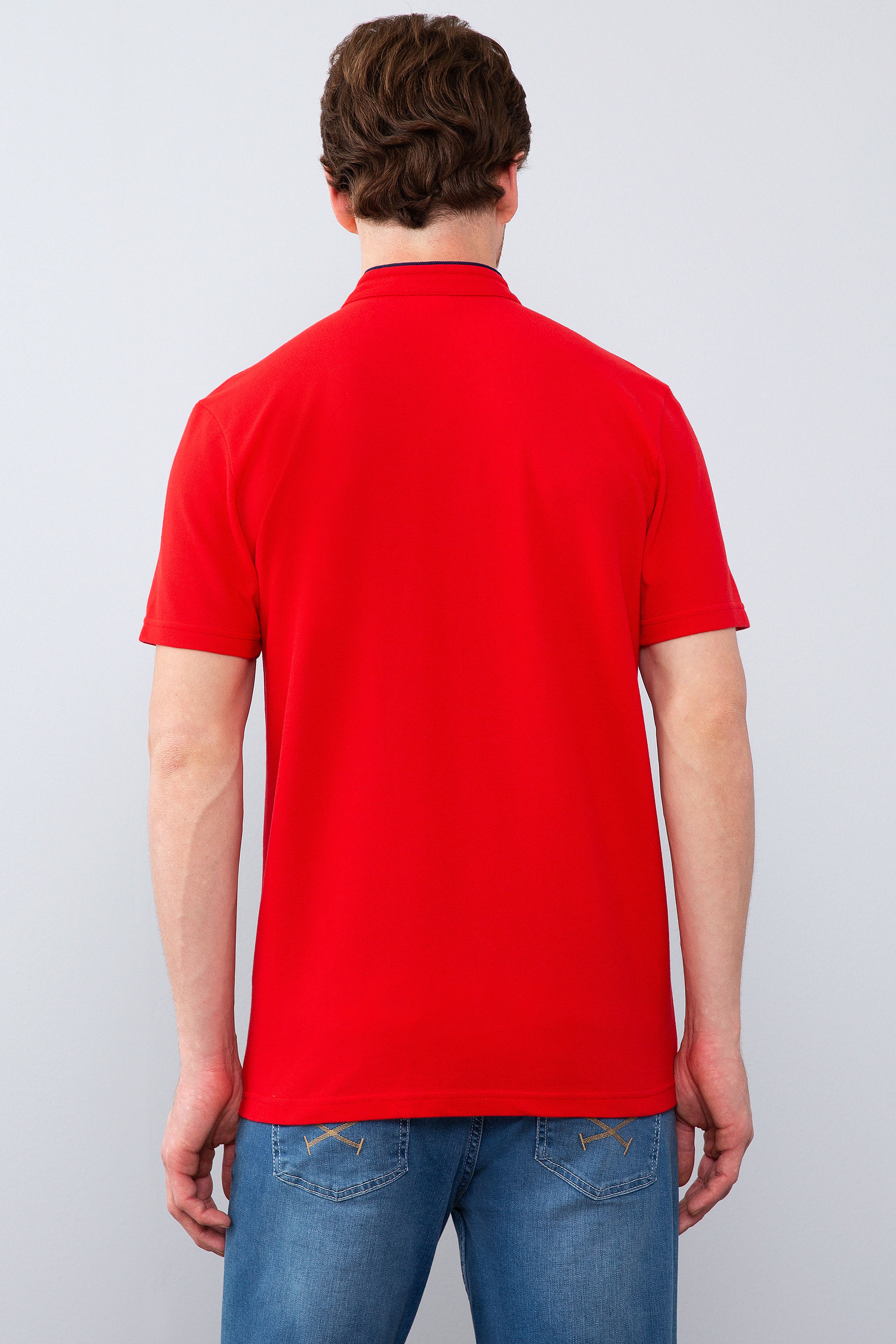 Erkek Kırmızı Hakim Yaka T-Shirt - Image 3