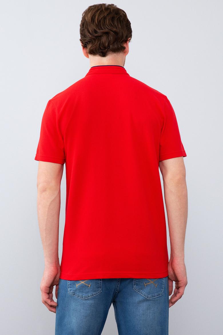 Erkek Kırmızı Hakim Yaka T-Shirt - 50206202026