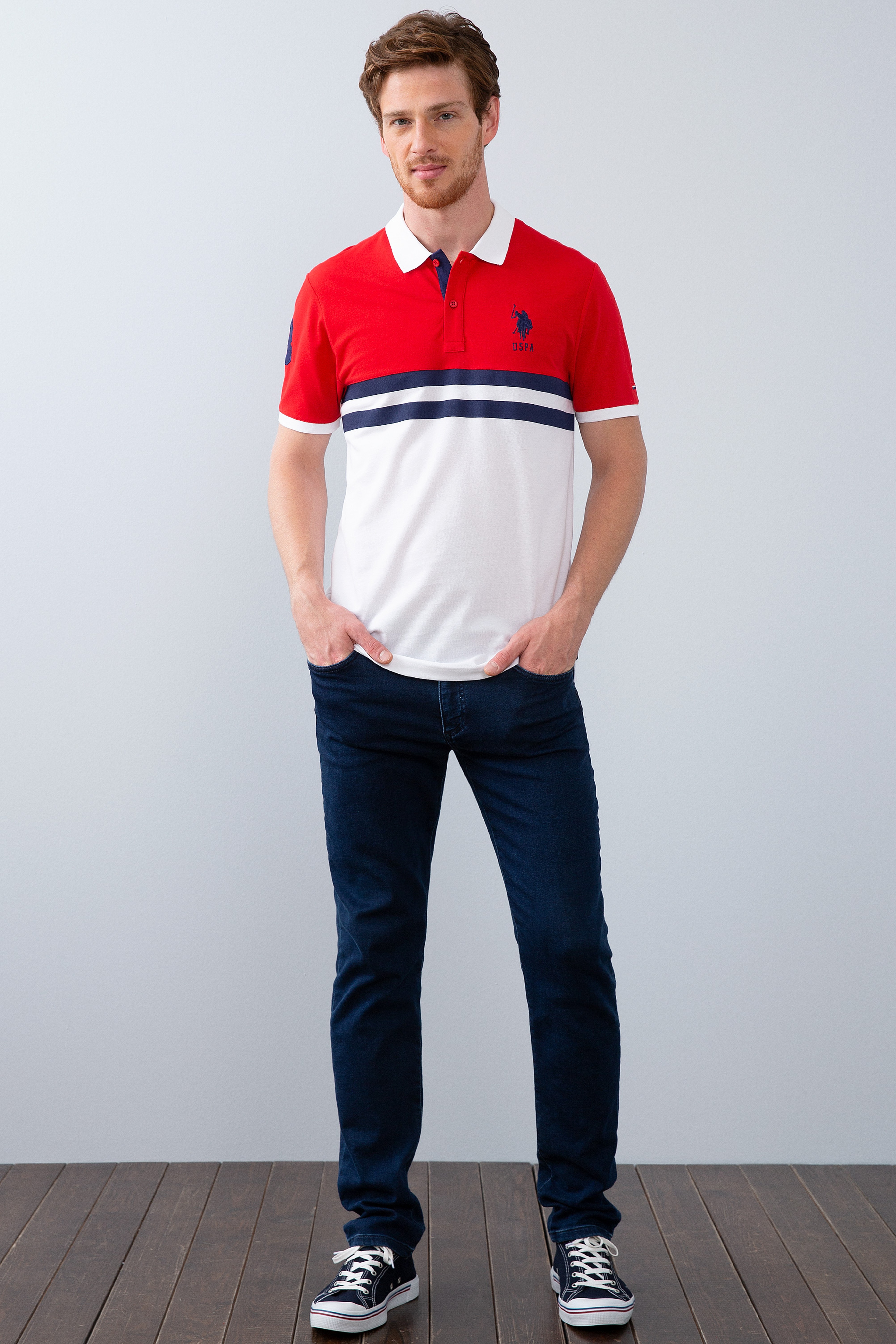Erkek Kırmızı Polo Yaka T-Shirt - Image 4