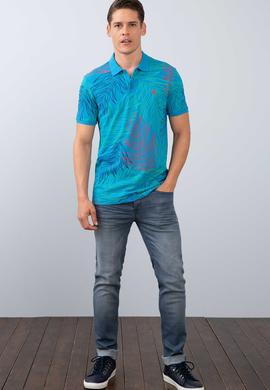 Erkek İndigo Polo Yaka T-Shirt - 50206210027