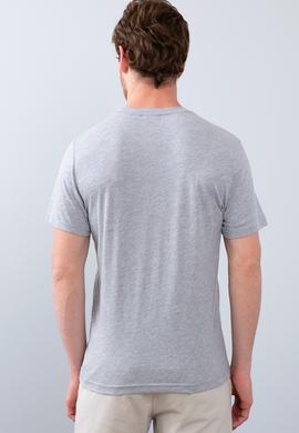 Erkek Gri Melanj Bisiklet Yaka T-Shirt - 50206214009