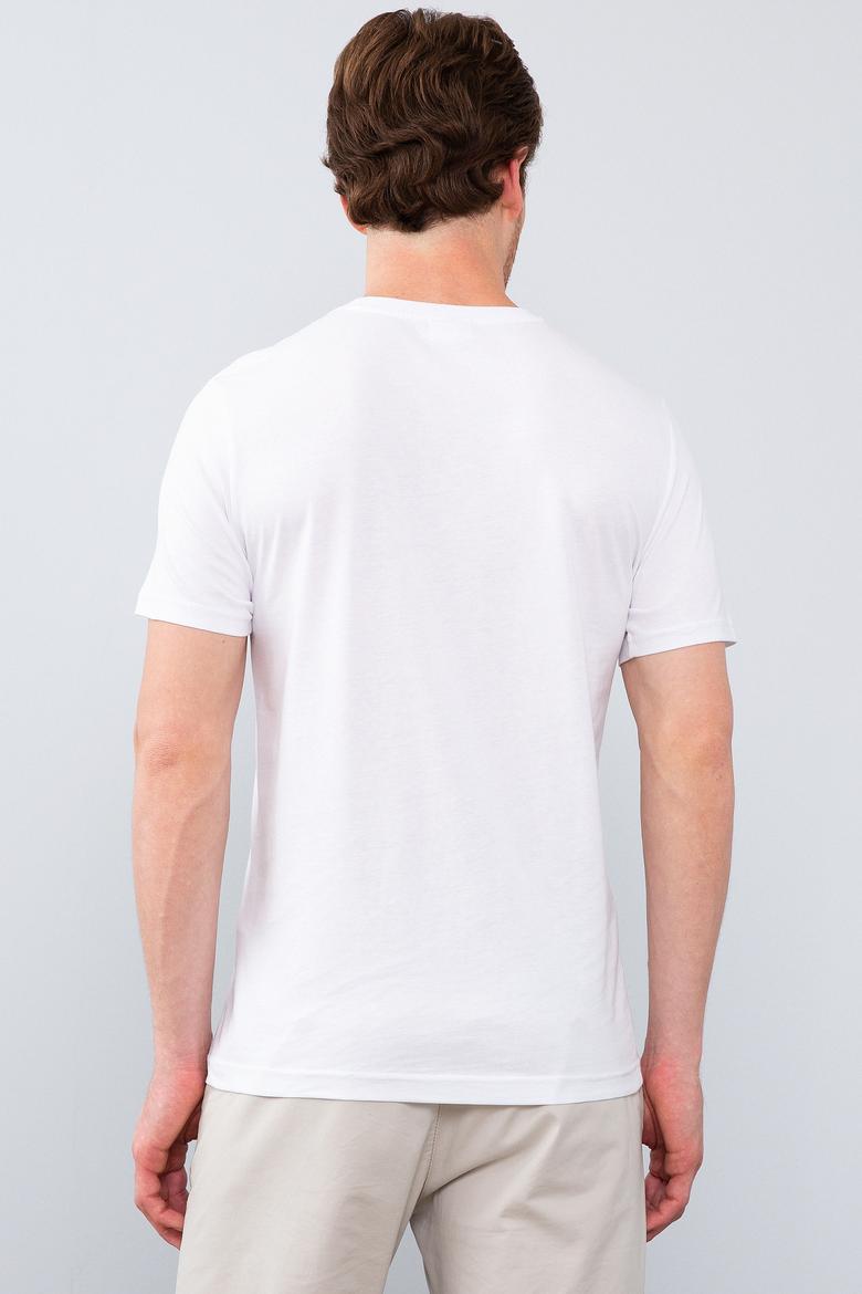 Erkek Beyaz Bisiklet Yaka T-Shirt - 50206214018