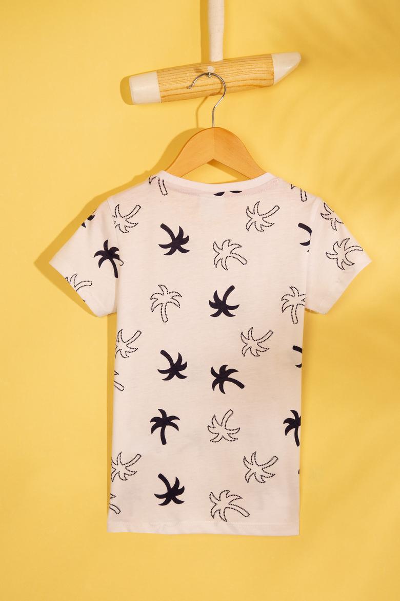 Çocuk Beyaz Bisiklet Yaka Tişört - 50206222001