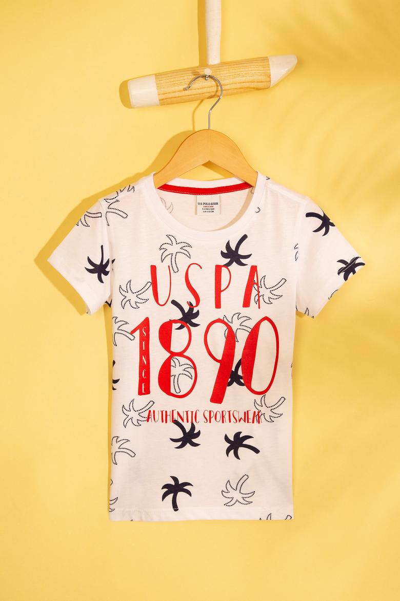 Çocuk Beyaz Bisiklet Yaka Tişört