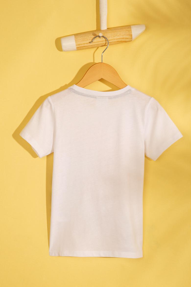 Çocuk Beyaz Bisiklet Yaka Tişört - 50206229017