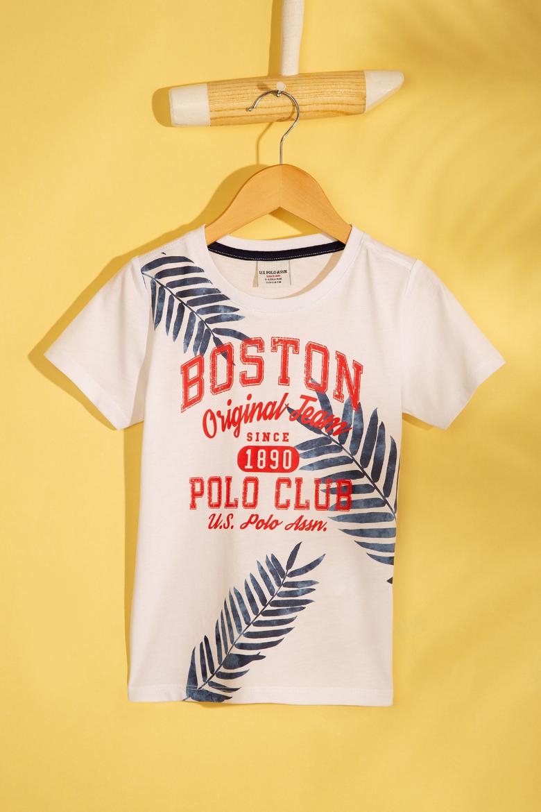 Çocuk Beyaz Bisiklet Yaka Tişört