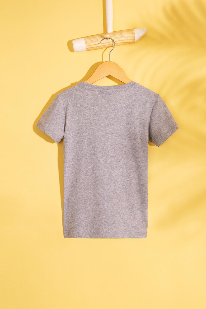 Çocuk Gri Bisiklet Yaka Tişört - 50206233015