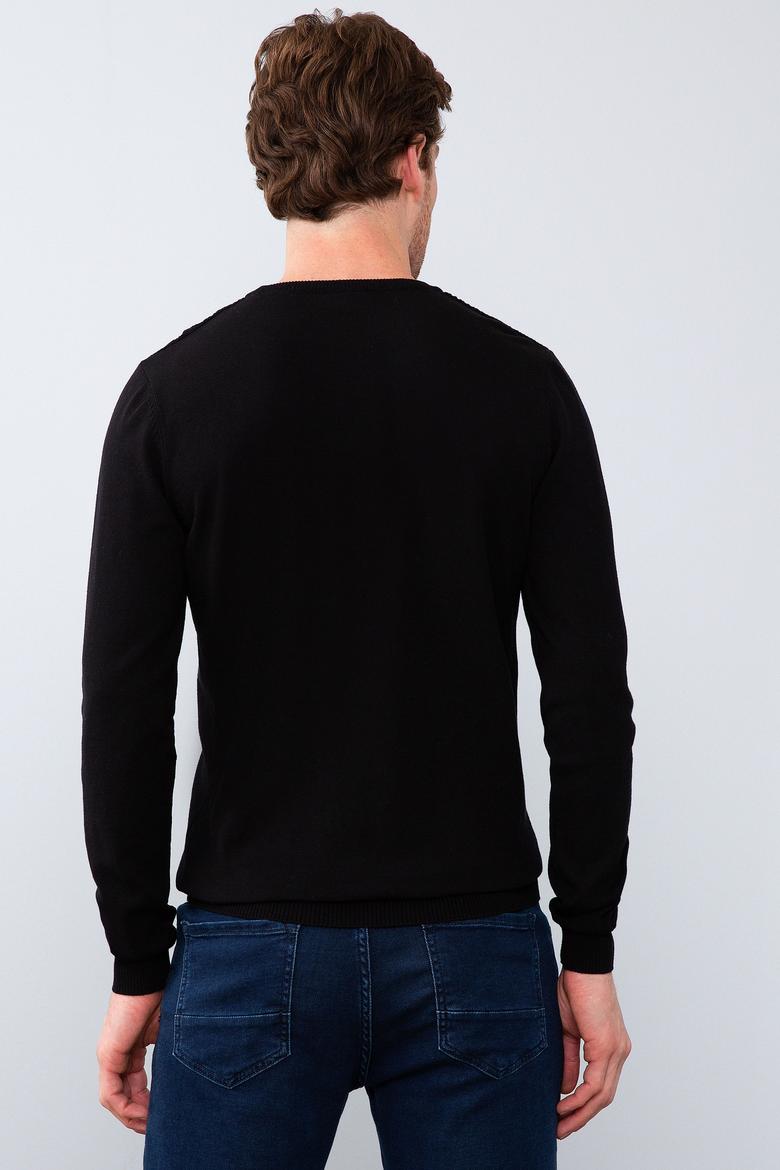 Erkek Siyah Bisiklet Yaka Triko Kazak Basic - 50206752001