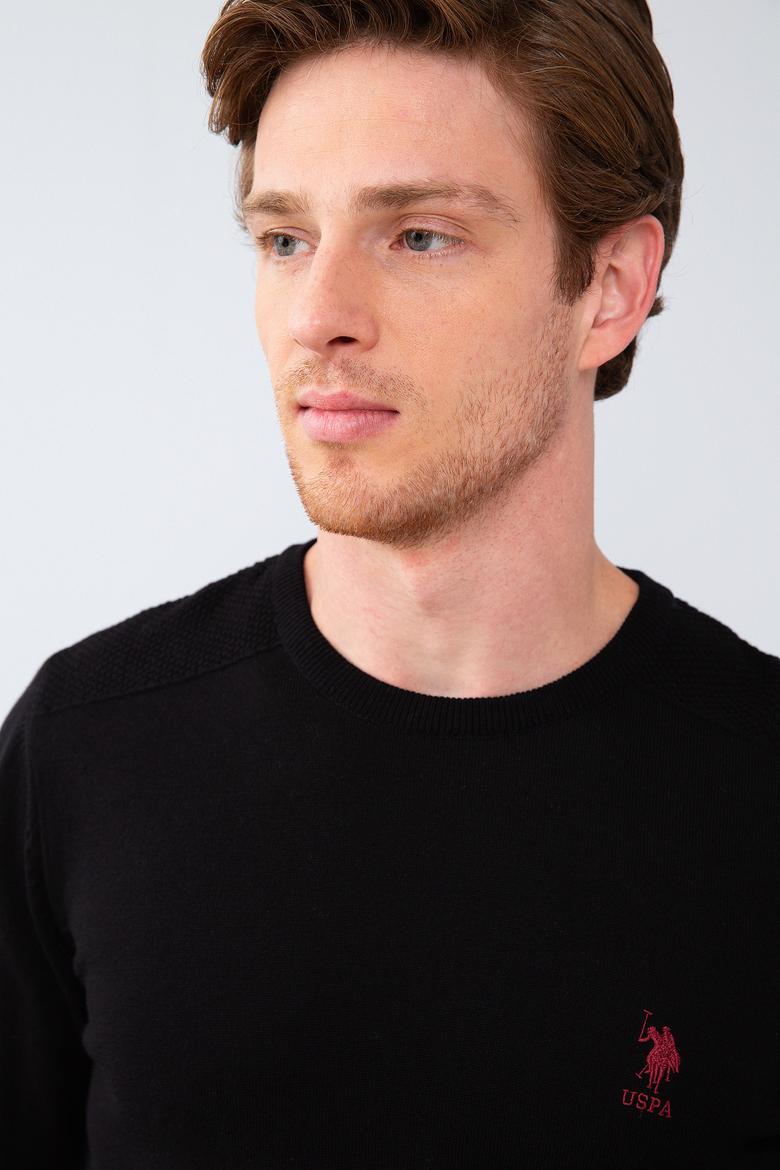 Erkek Siyah Bisiklet Yaka Triko Kazak Basic