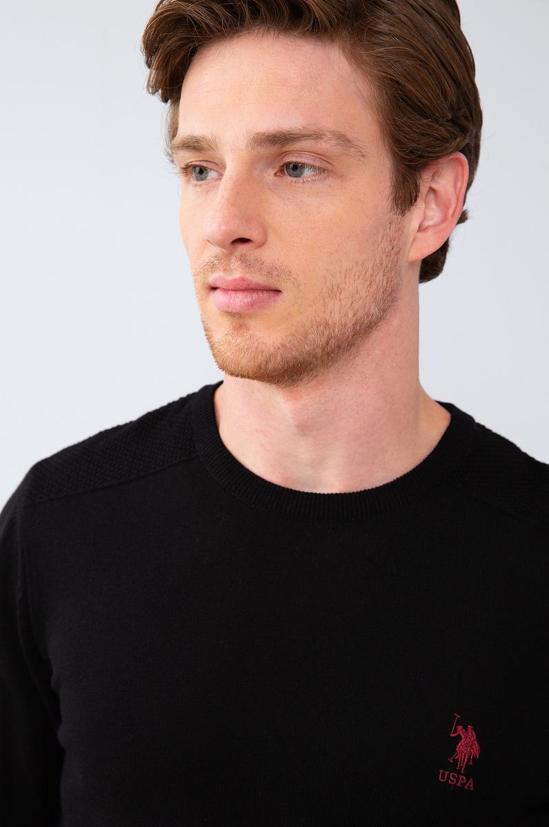 Erkek Siyah Bisiklet Yaka Triko Kazak Basic