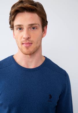 Erkek İndigo Bisiklet Yaka Basic Triko Kazak - 50206752010