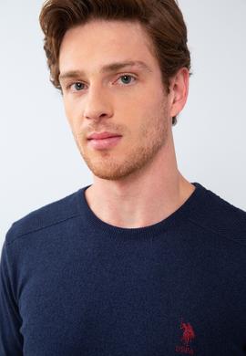 Erkek Lacivert Bisiklet Yaka Basic Triko Kazak - 50206752019