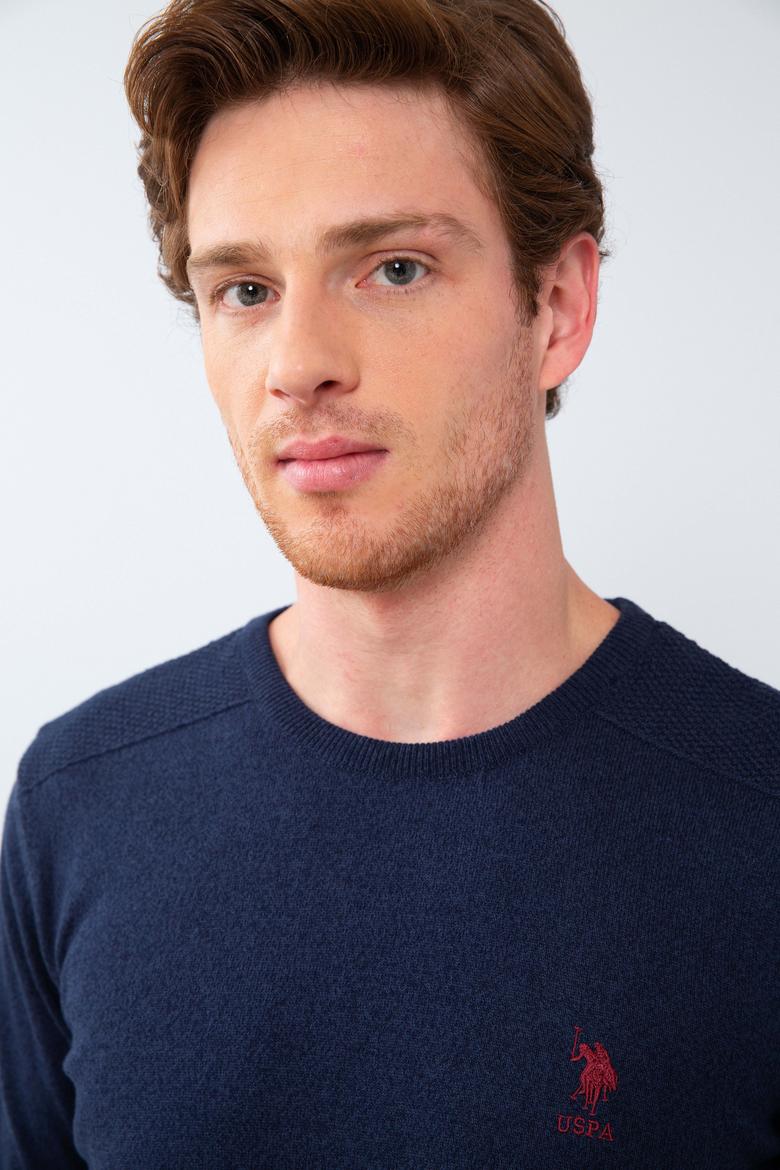 Erkek Lacivert Bisiklet Yaka Basic Triko Kazak - 50206752019