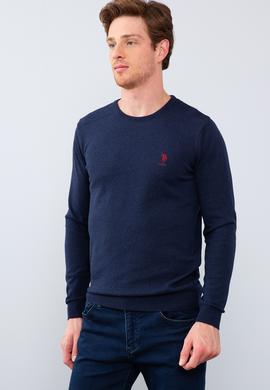 Erkek Lacivert Bisiklet Yaka Basic Triko Kazak - 50206752019