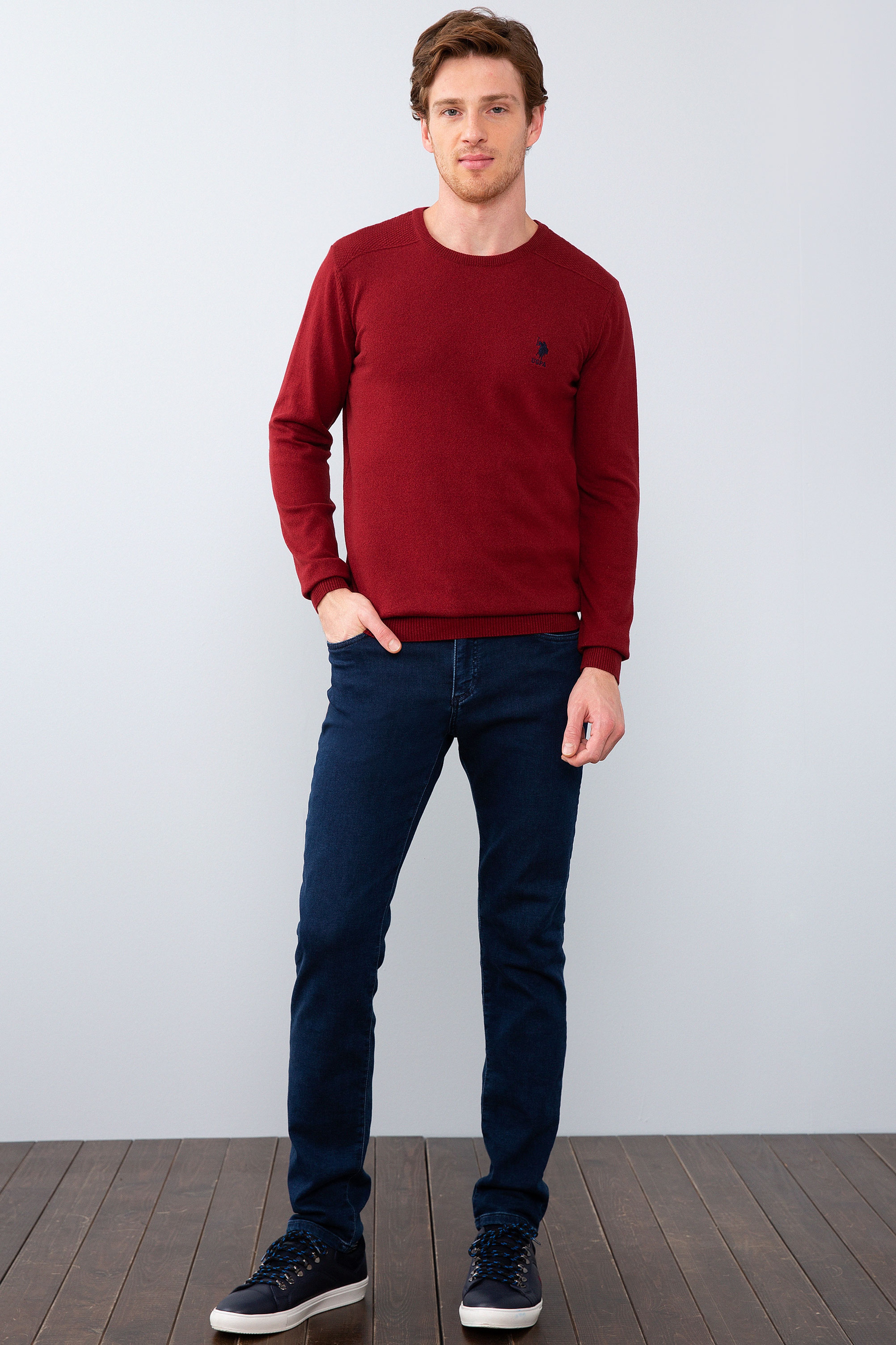 Erkek Bordo Basic Kazak - Image 4