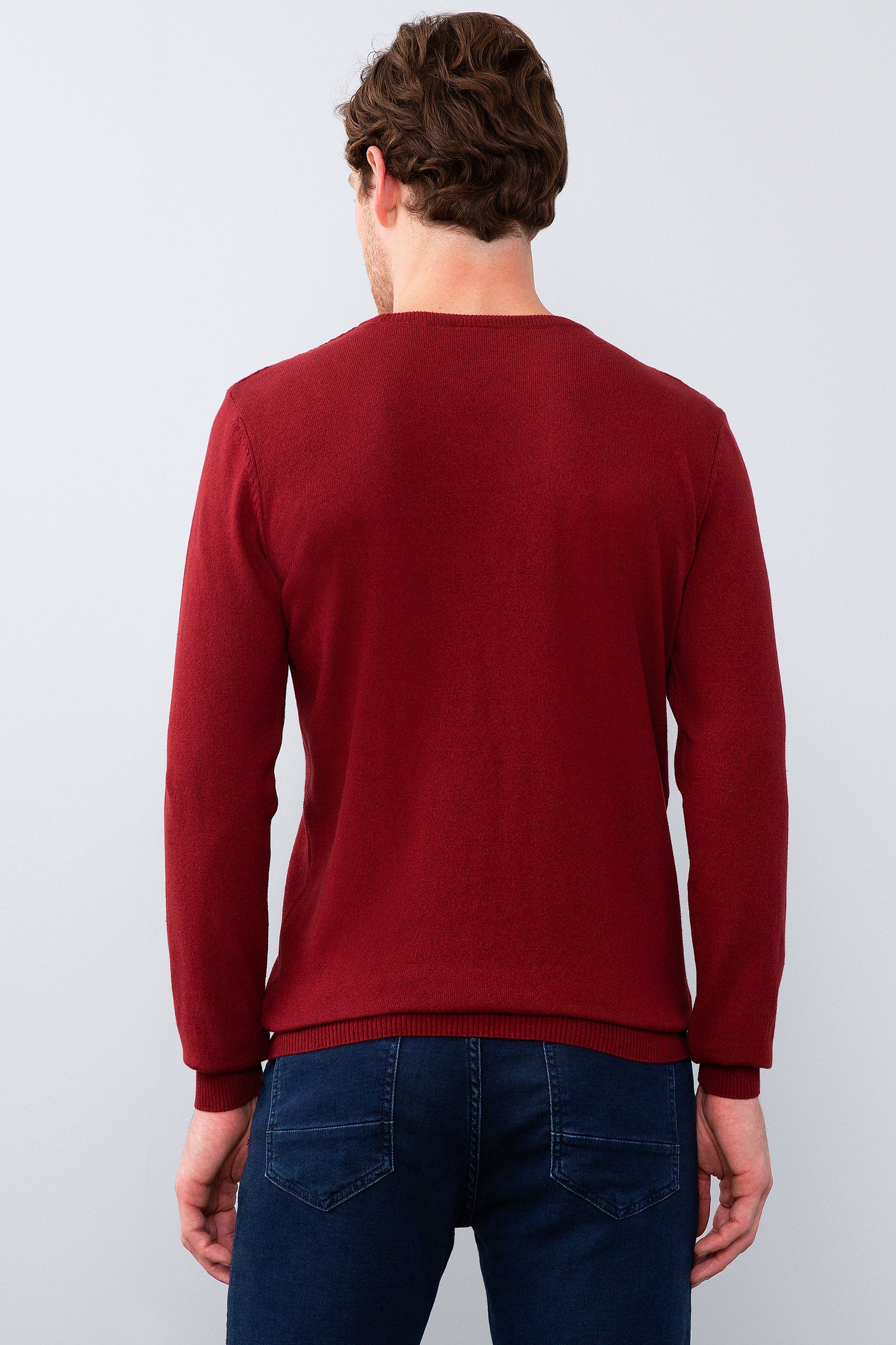 Erkek Bordo Basic Kazak - Image 3
