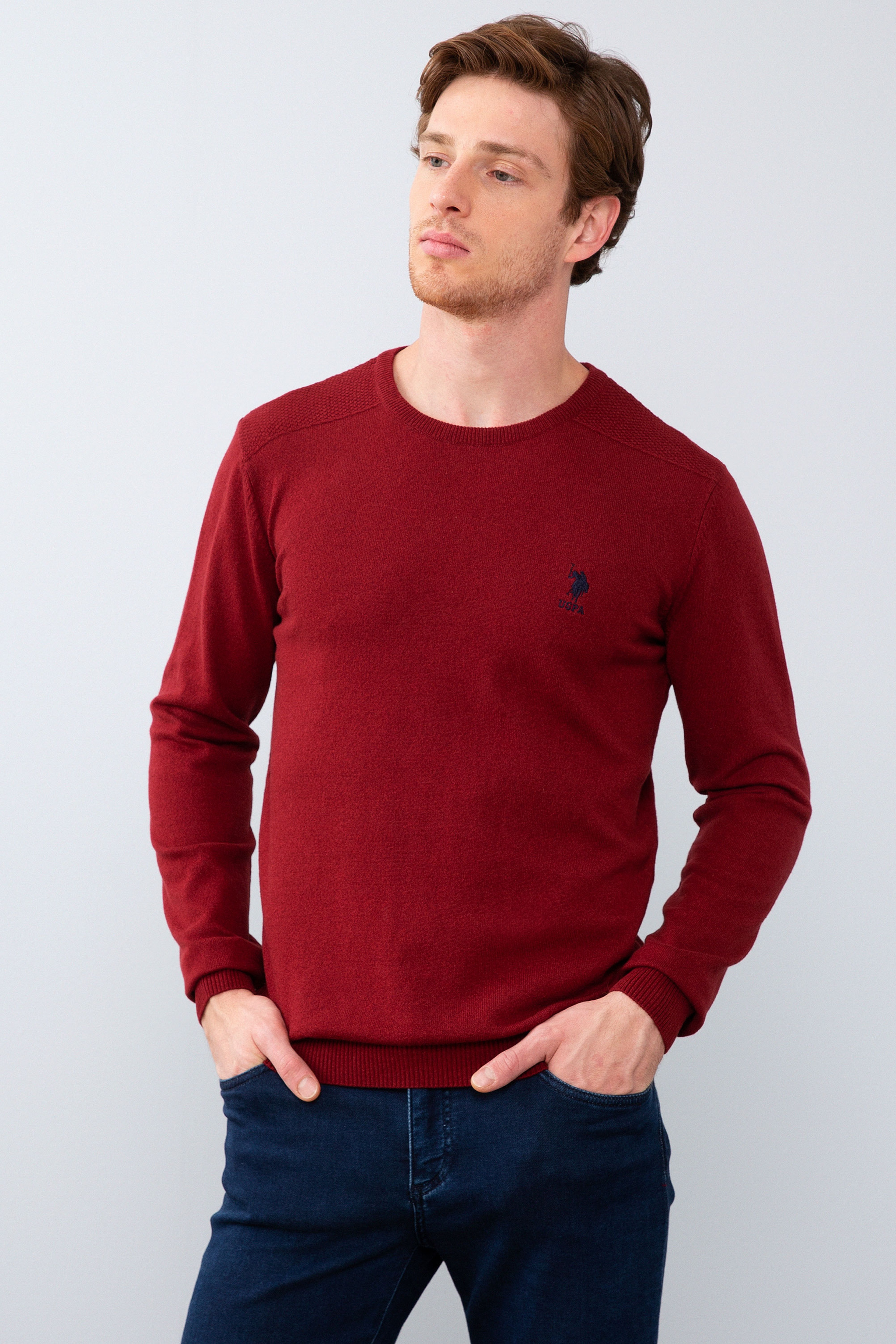 Erkek Bordo Basic Kazak - Image 2
