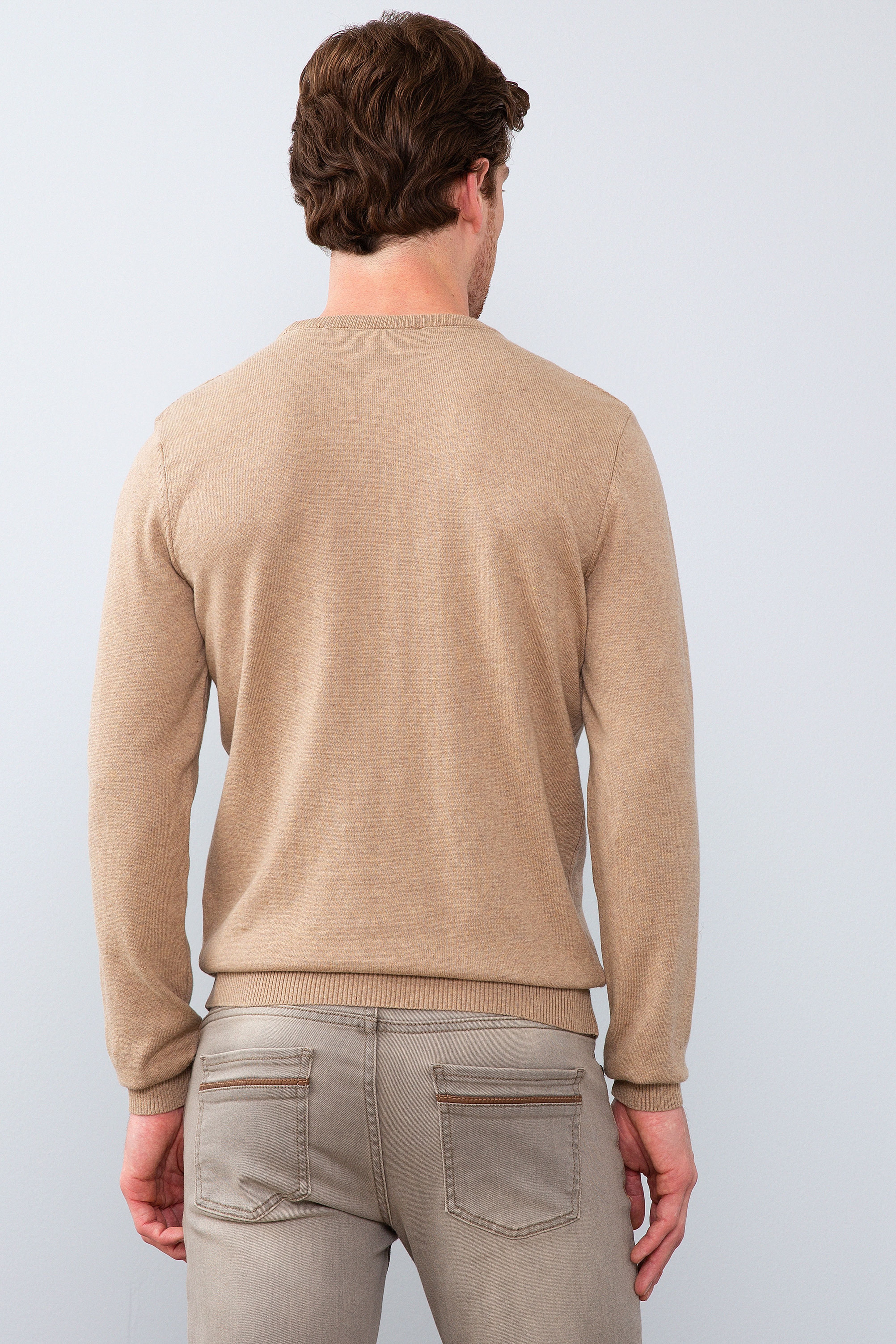 Erkek Camel Bisiklet Yaka Triko Kazak Basic