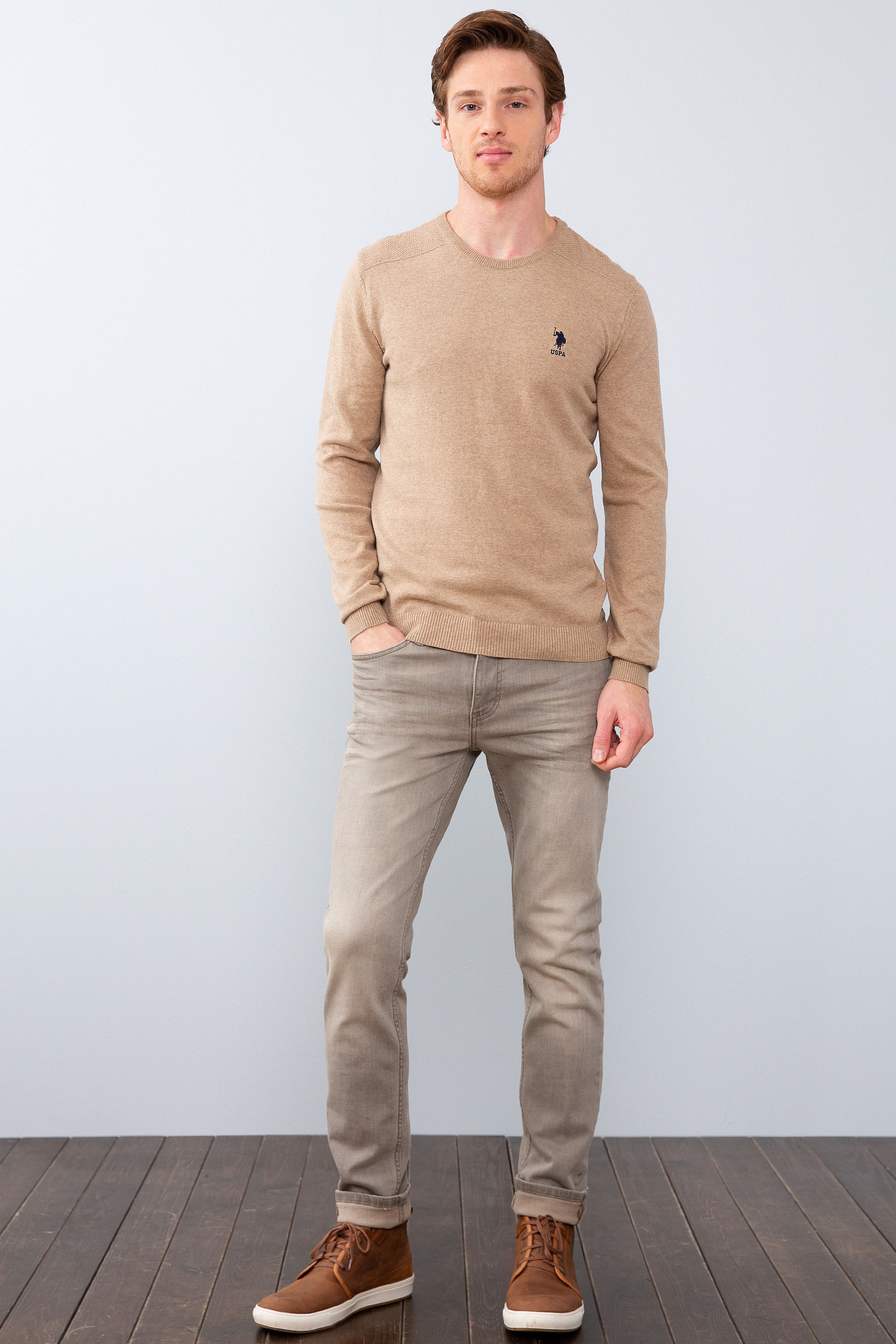 Erkek Camel Bisiklet Yaka Triko Kazak Basic - Image 4