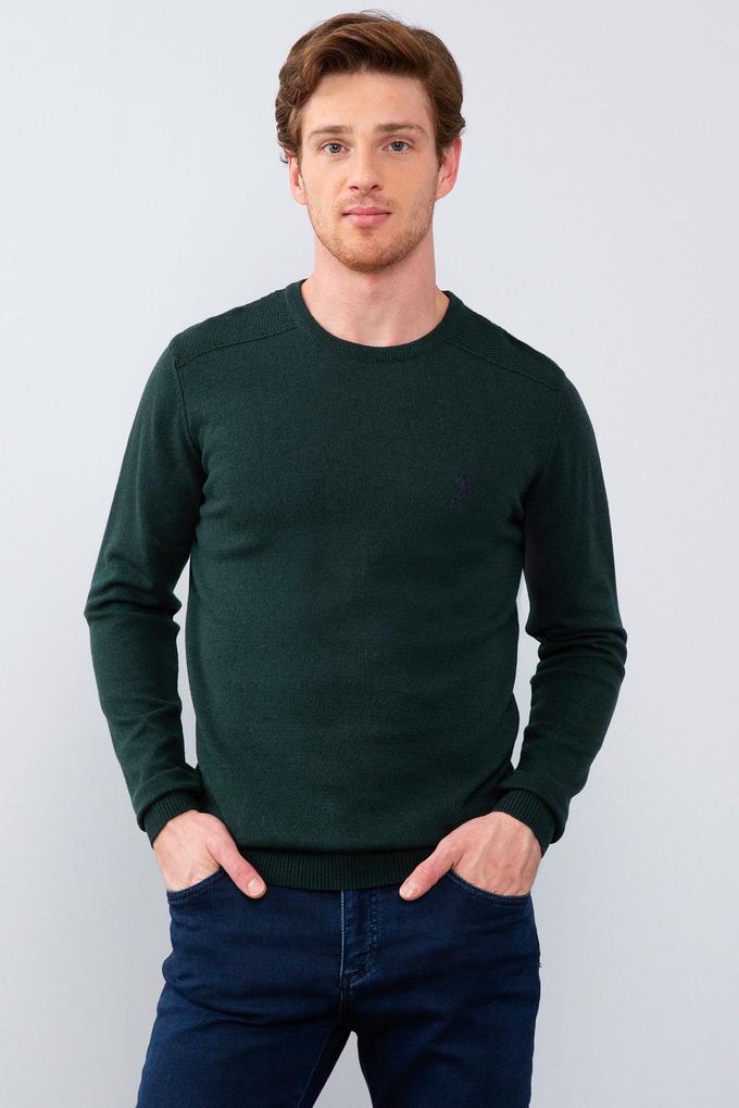 Erkek Yeşil Basic Kazak