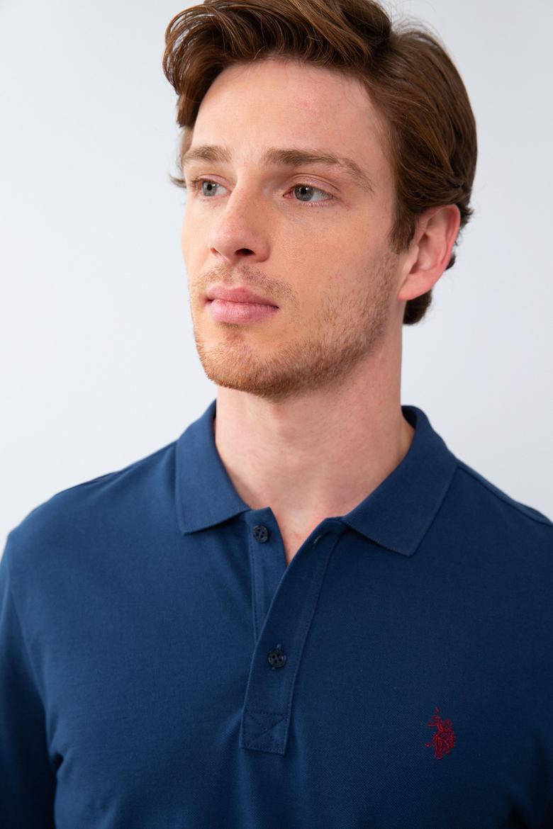 Erkek Açık Lacivert Polo Yaka Sweatshirt Basic - 50209199106