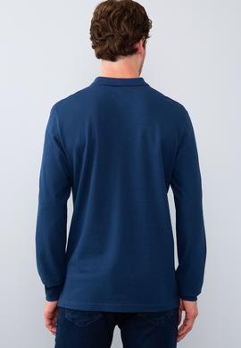 Erkek Açık Lacivert Polo Yaka Sweatshirt Basic - 50209199106