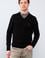Erkek Siyah V-Yaka Triko Kazak Basic