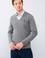 Erkek Gri Melanj V-Yaka Triko Kazak Basic