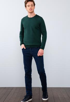 Erkek Koyu Yeşil Basic Kazak - 50211240007