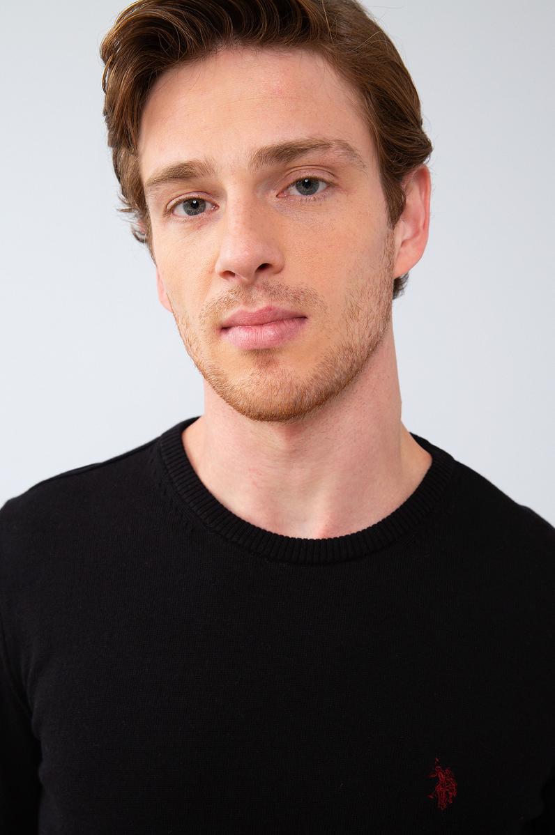 Erkek Siyah Bisiklet Yaka Triko Kazak Basic