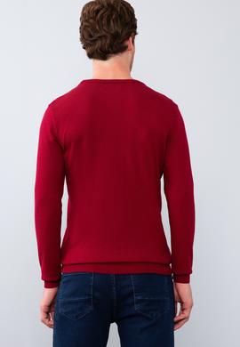 Erkek Bordo Bisiklet Yaka Triko Kazak Basic - 50211240052